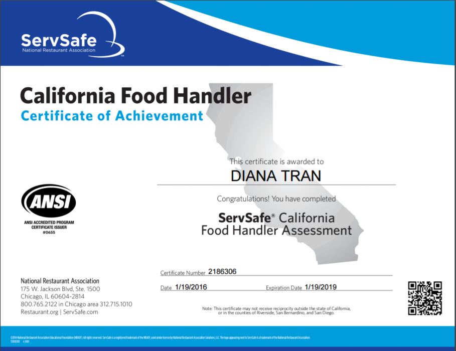 Certification - Diana Tran